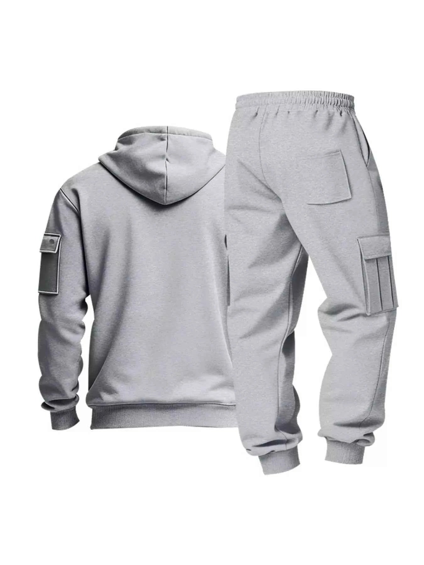 TEEK - Mens Full Size Half Zip Hoodie and Cargo Pants Set SET TEEK Trend