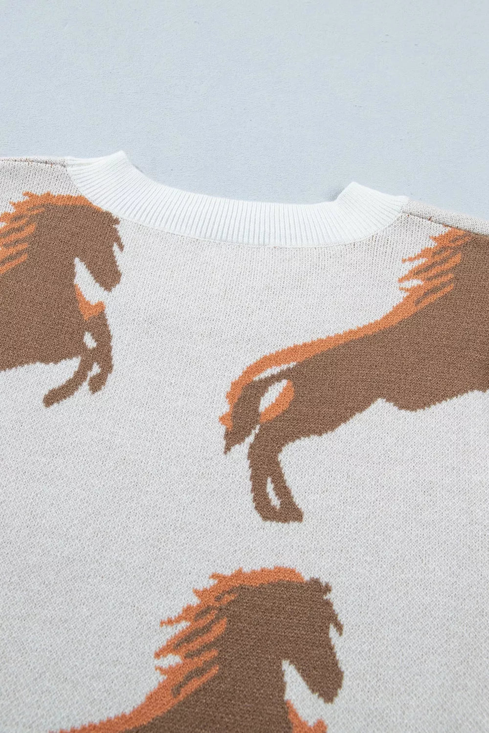 Western Horse Short Puff Sleeve Sweater Trendsi