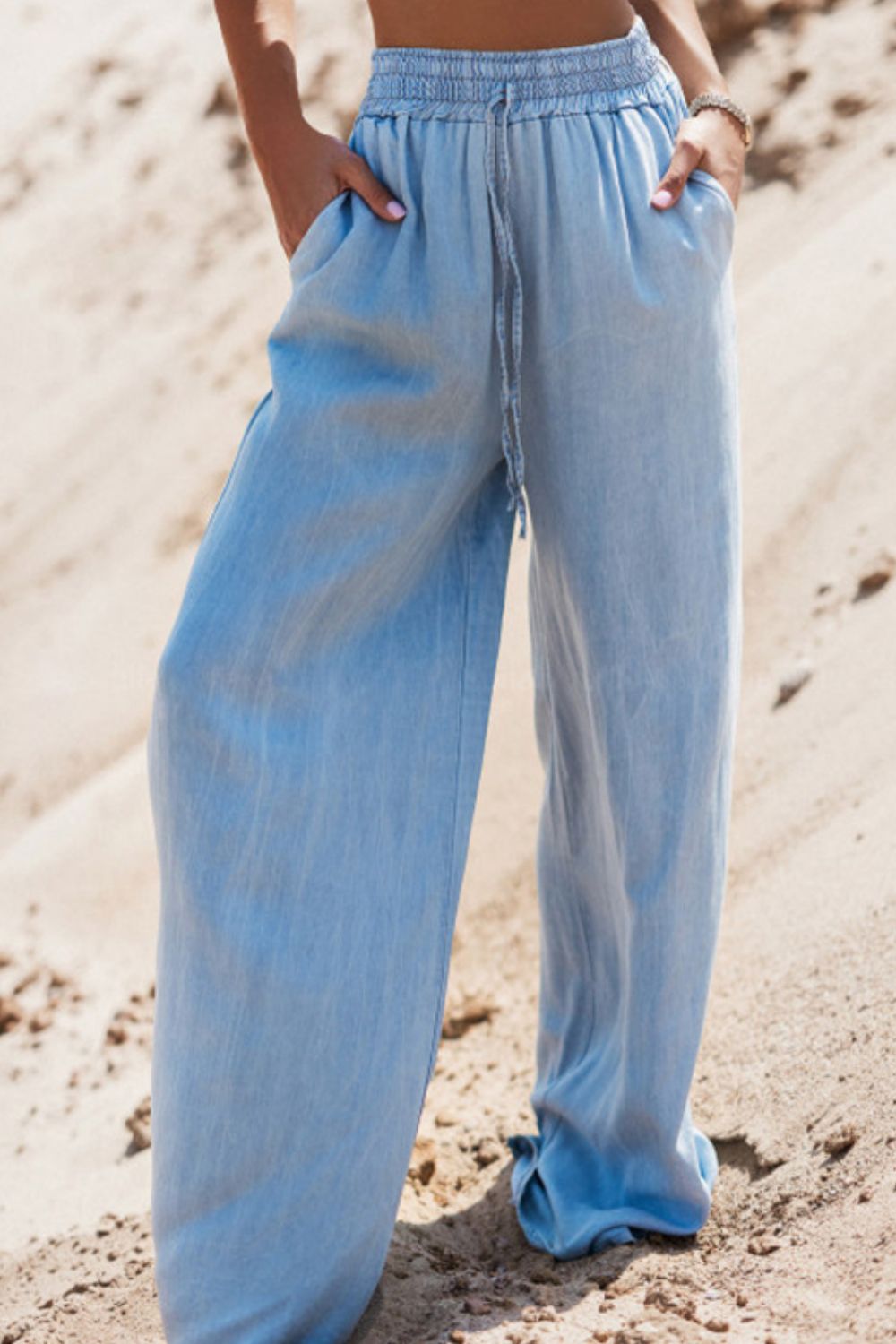 Drawstring Wide Leg Jeans TEEK Trend