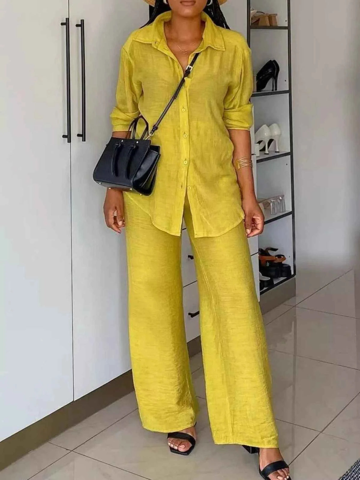 TEEK - Tie-Front Top and Wide Leg Pants Set SET TEEK Trend