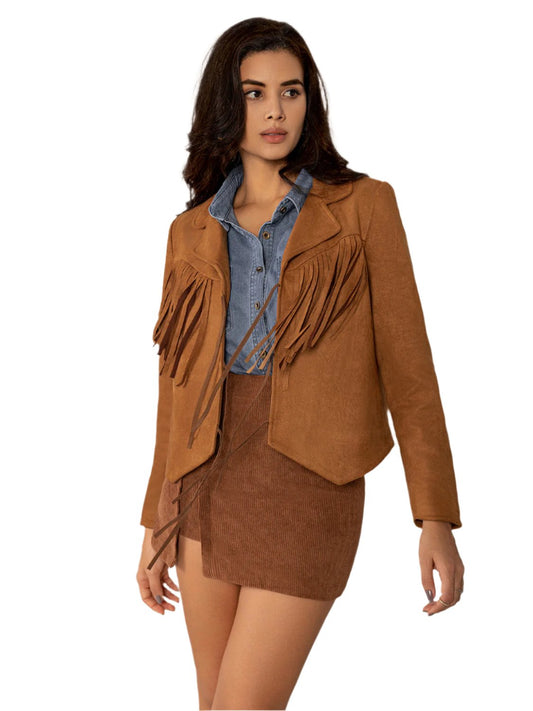 TEEK - Carame Tied Tassel Collared Neck Long Sleeve Jacket JACKET TEEK Trend S