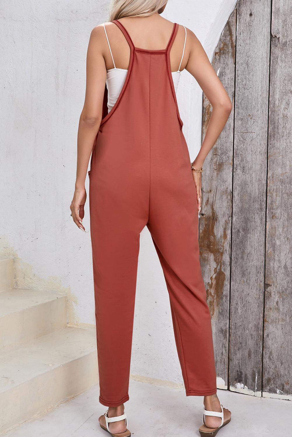 TEEK - Red Orange Spaghetti Strap Jumpsuit JUMPSUIT TEEK Trend   