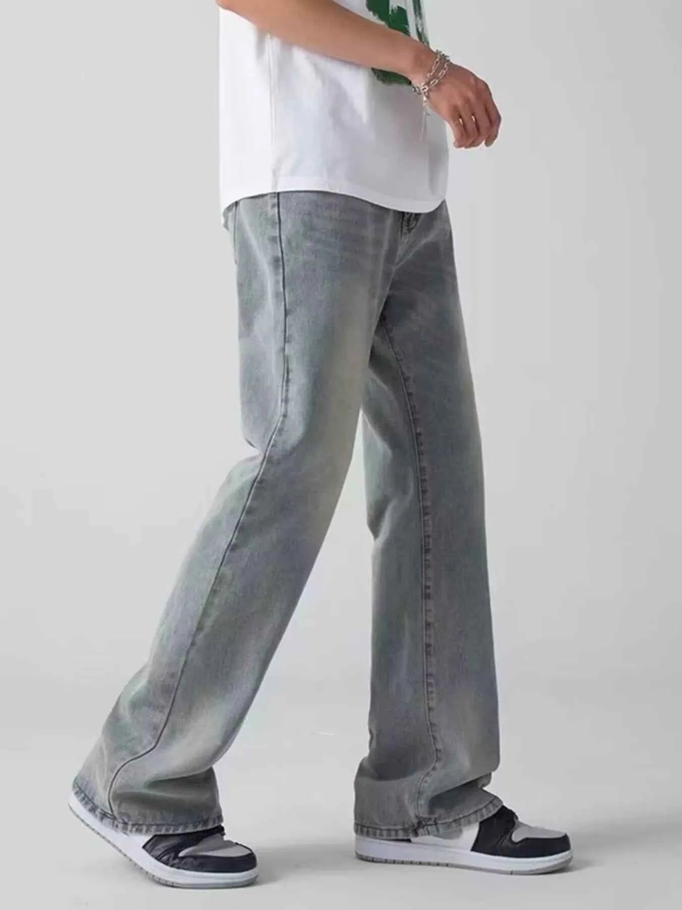 TEEK - Mens Plus Size Vintage Wash Wide Leg Jeans JEANS TEEK Trend