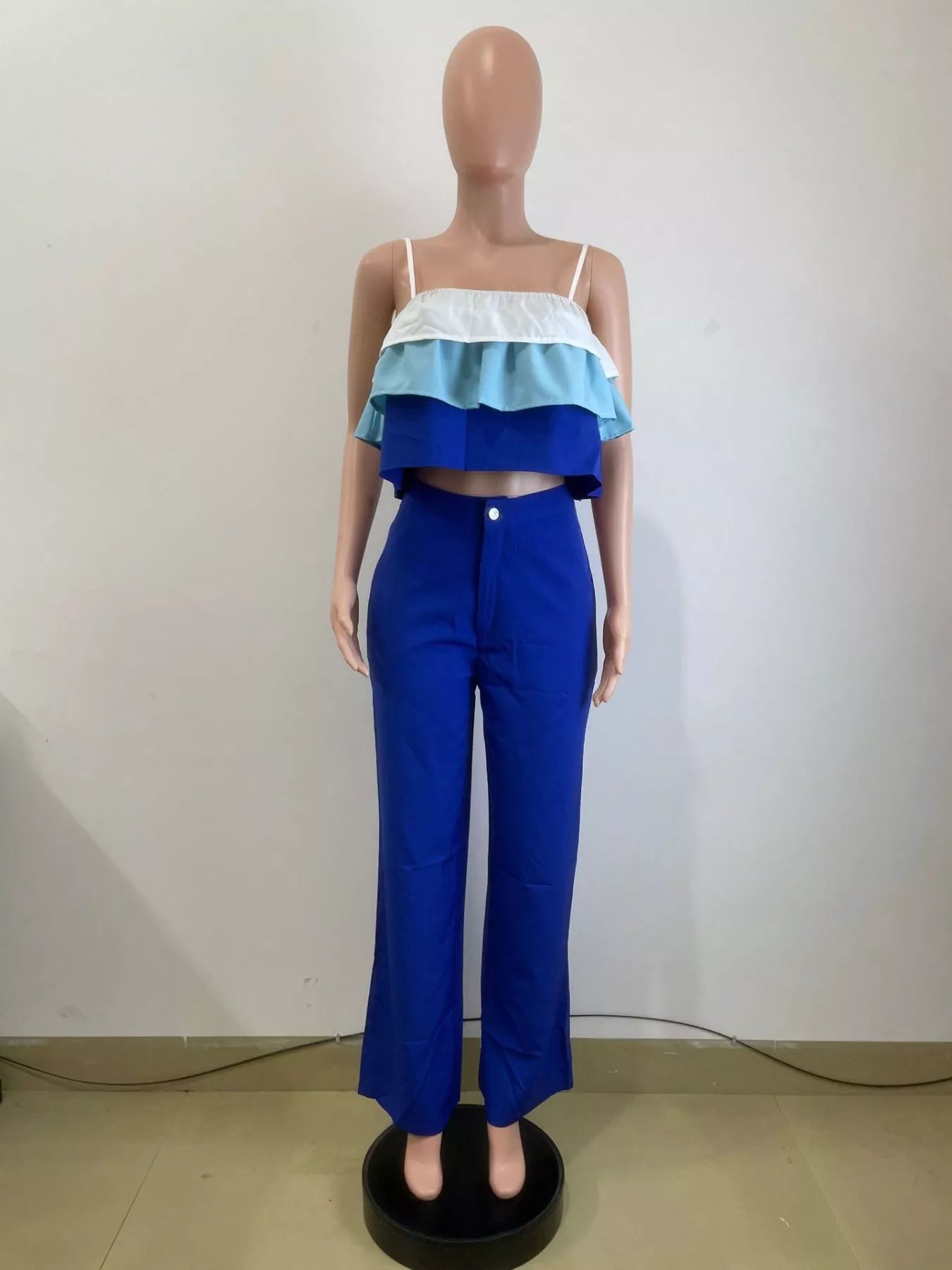 Layered Ruffle Crop Top and Pants Set Trendsi
