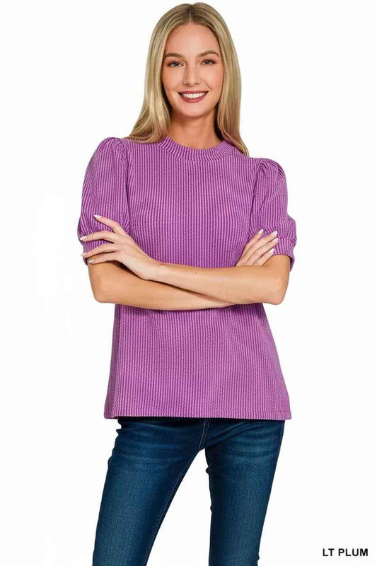 TEEK - Raised Rib Puff Sleeve Top TOPS TEEK Trend