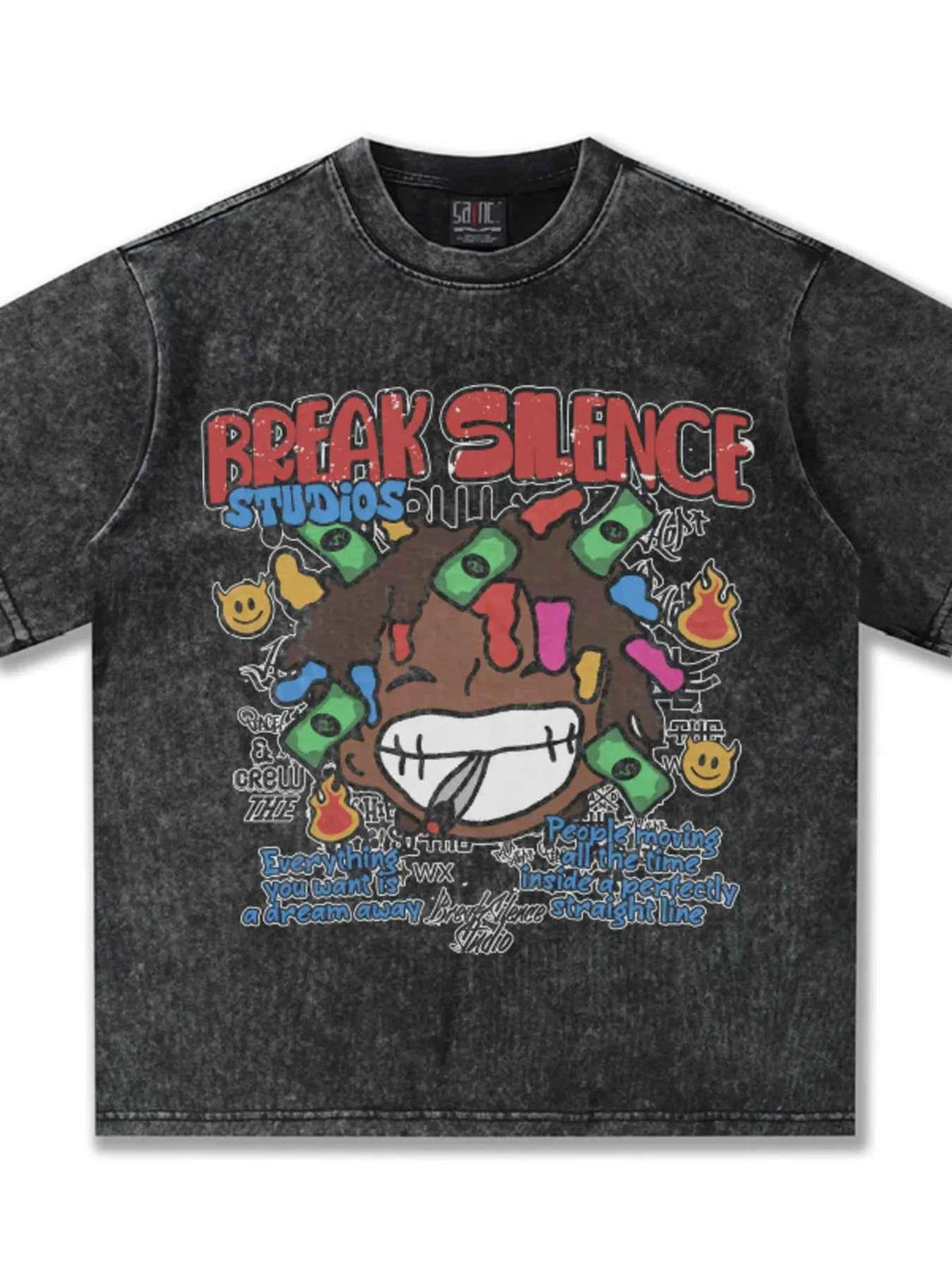Men's Break Silence Graphic Relaxed Fit T-Shirt Trendsi
