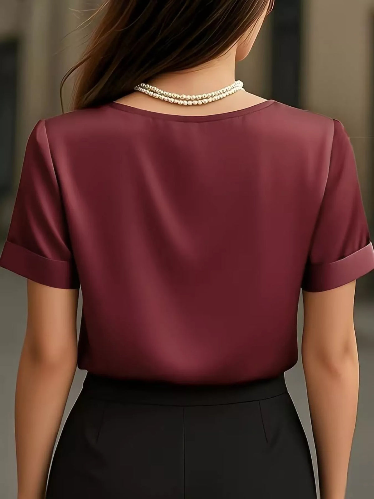 Elegant V-Neck Short Sleeve Ruched Top Trendsi