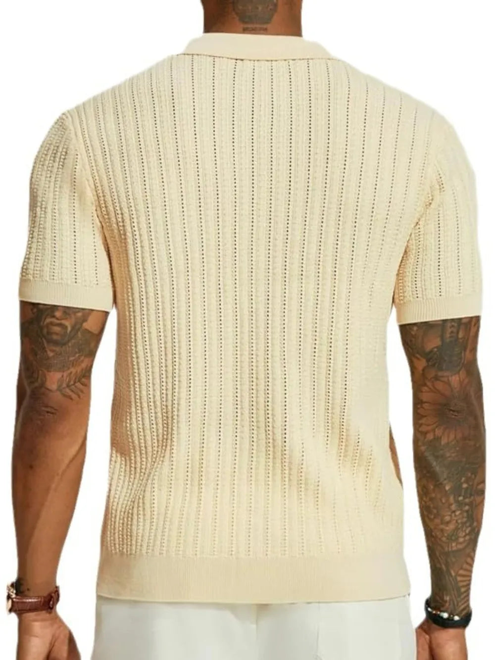 TEEK - Mens Openwork Button Down Collared Neck Shirt TOPS TEEK Trend