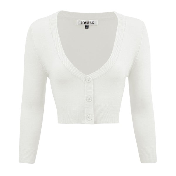 TEEK - Cropped Bolero 3/4 Sleeve Cardigan SWEATER TEEK FG White S 