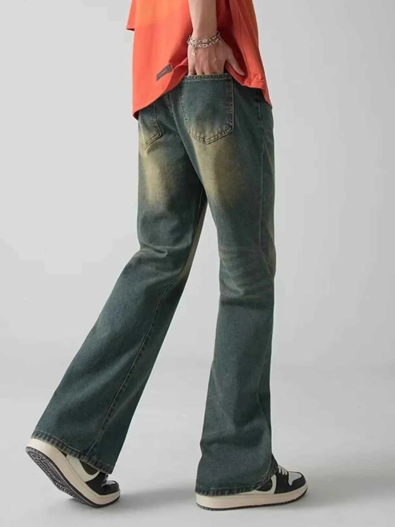 TEEK - Mens Plus Size Vintage Wash Wide Leg Jeans JEANS TEEK Trend