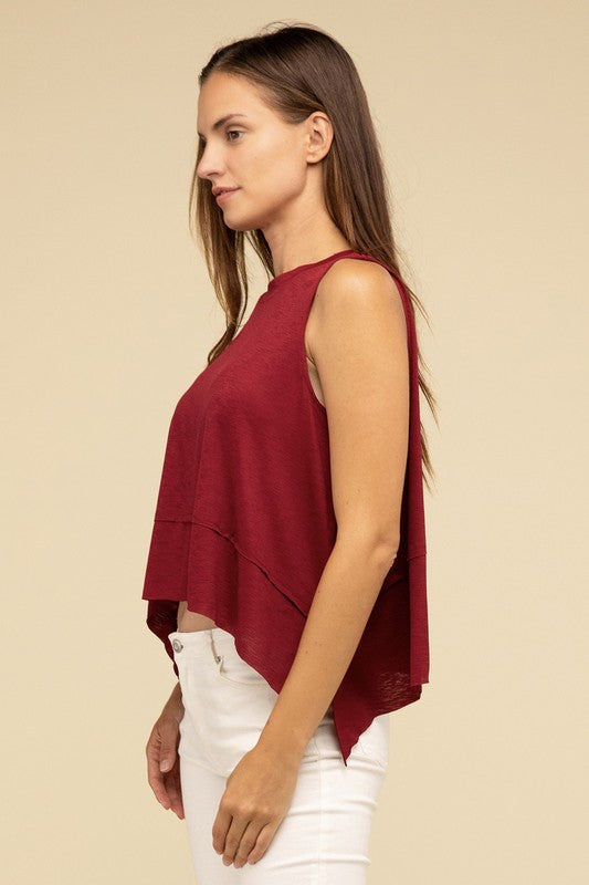 TEEK - Shark Bite Side Slit Short Sleeveless Top TOPS TEEK FG   