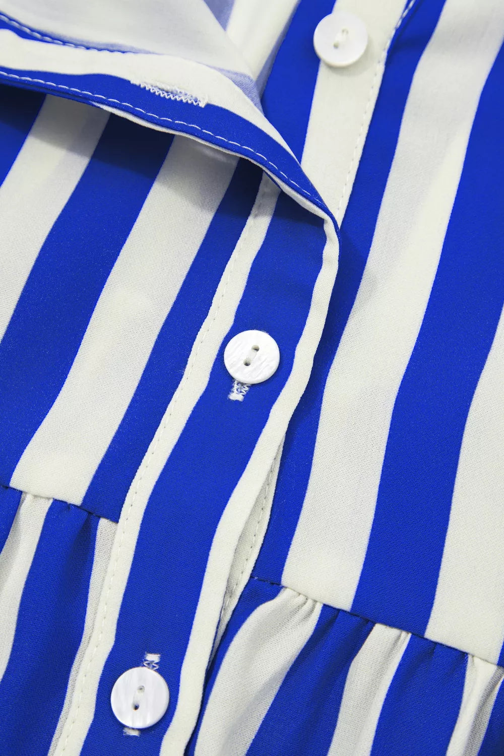 Stripe Balloon Sleeve Loose Button Up Shirt Trendsi