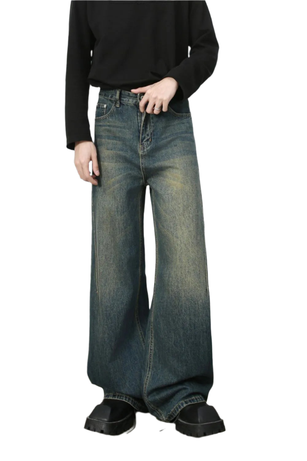 TEEK - Dark Wash Mens Wide Leg Jeans JEANS TEEK Trend S