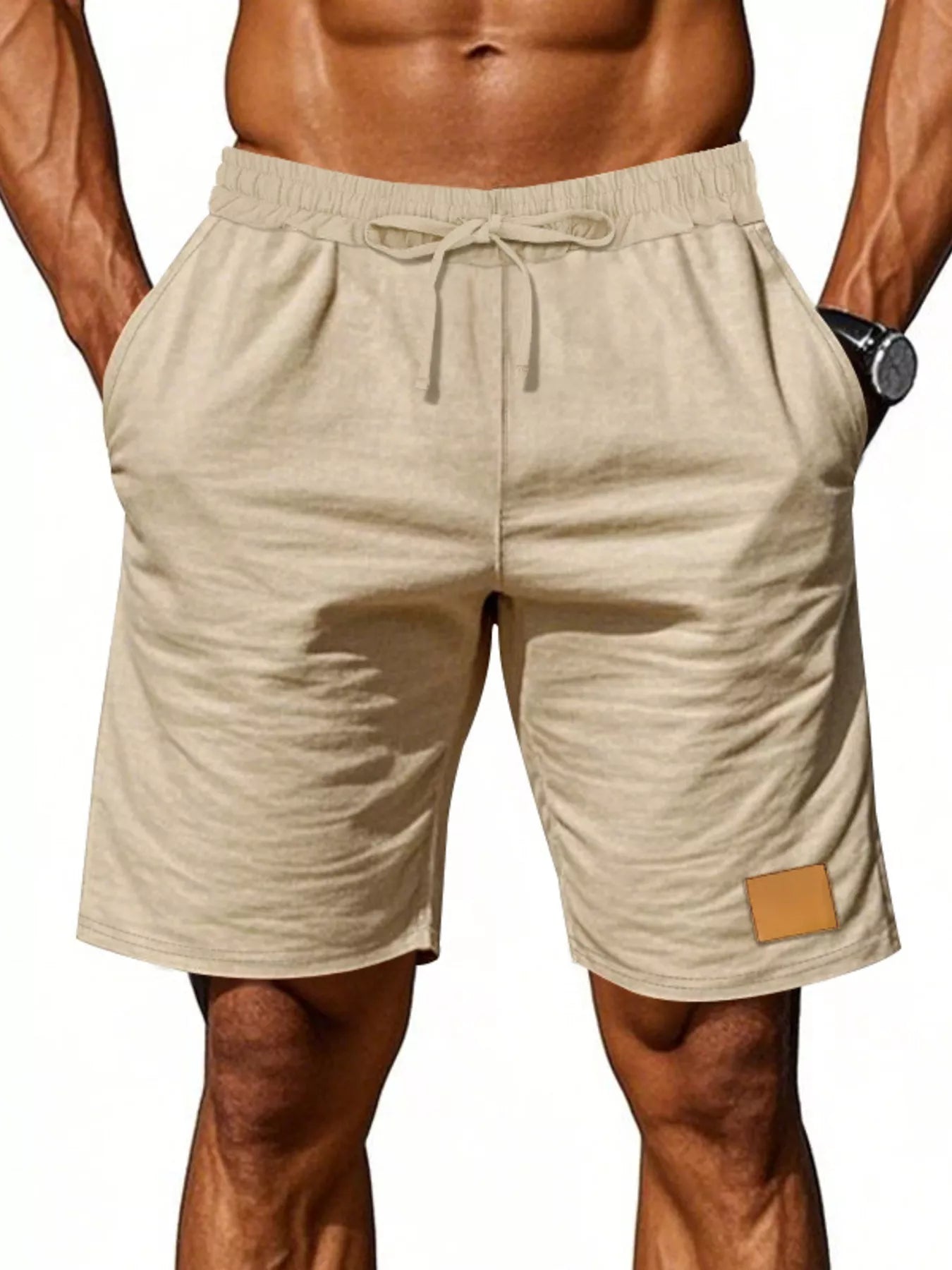 Men's Full Size Casual Drawstring Shorts Plus Size Trendsi Light Khaki S