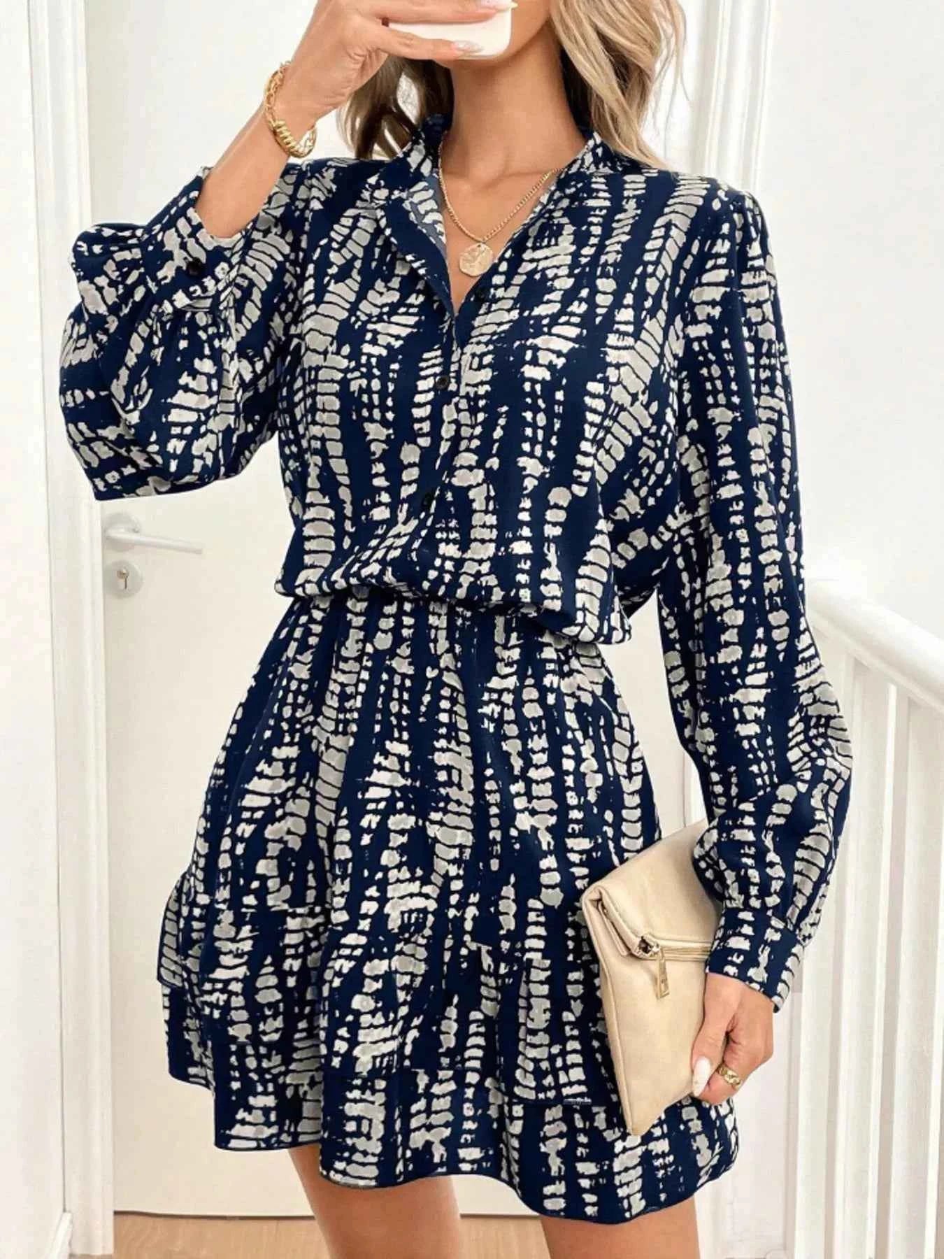 TEEK - Ruffled Hem Long Sleeve Mini Dress DRESS TEEK Trend