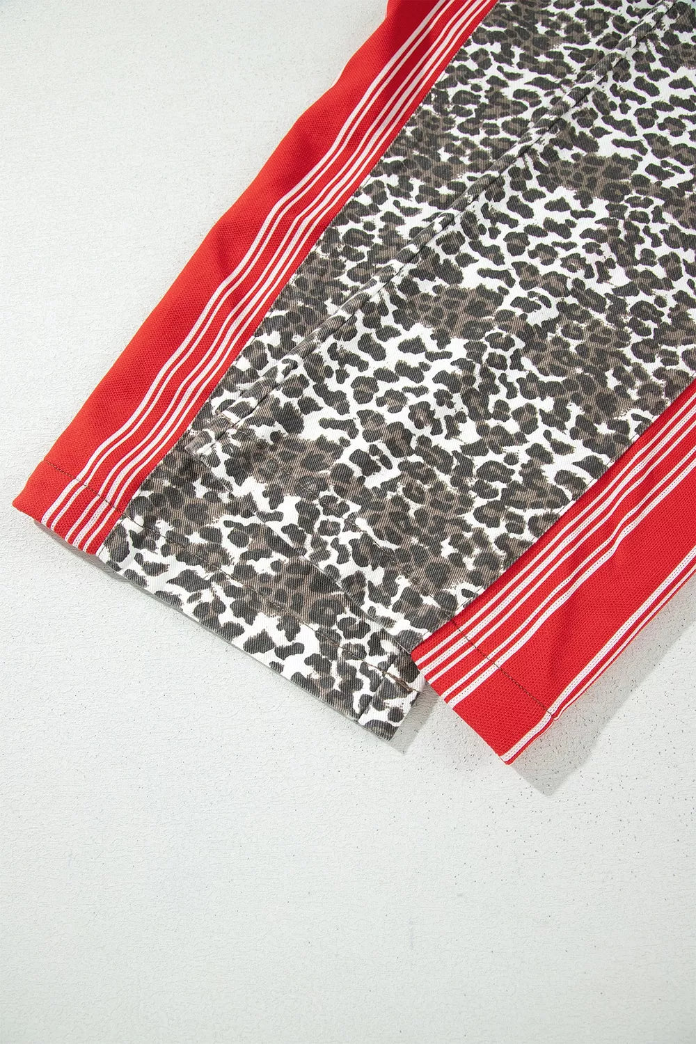 Leopard Patchwork Elastic Waist Jeans Trendsi