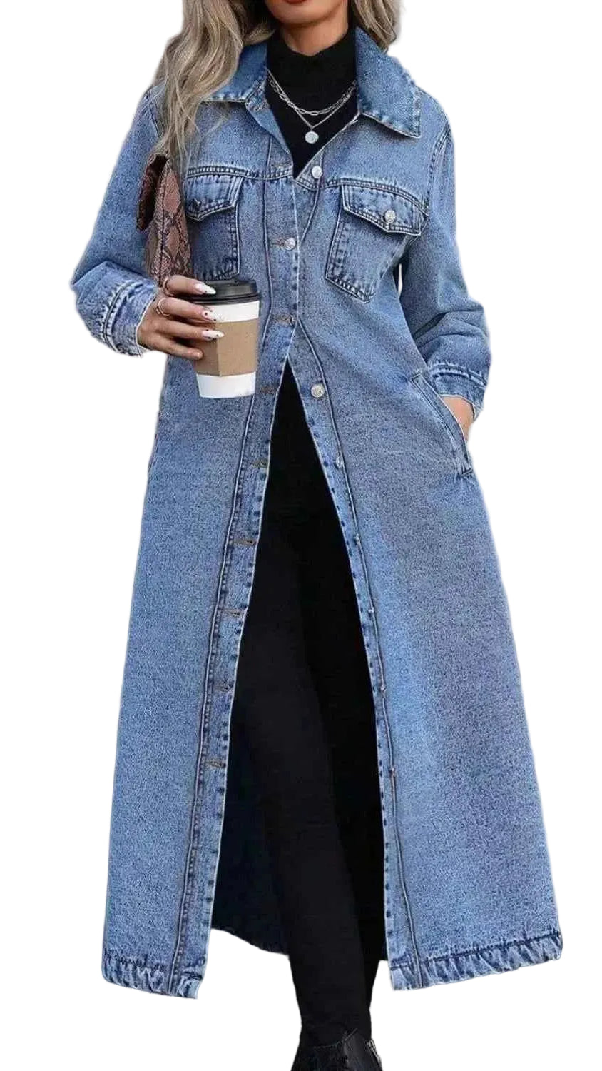 TEEK - Longline Button-Front Denim Coat COAT TEEK Trend Medium S
