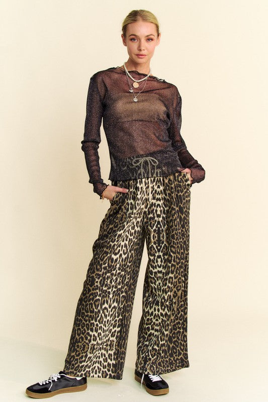 TEEK - Black Glitter Mesh Lettuce Hem Long Sleeve Top TOPS TEEK Trend