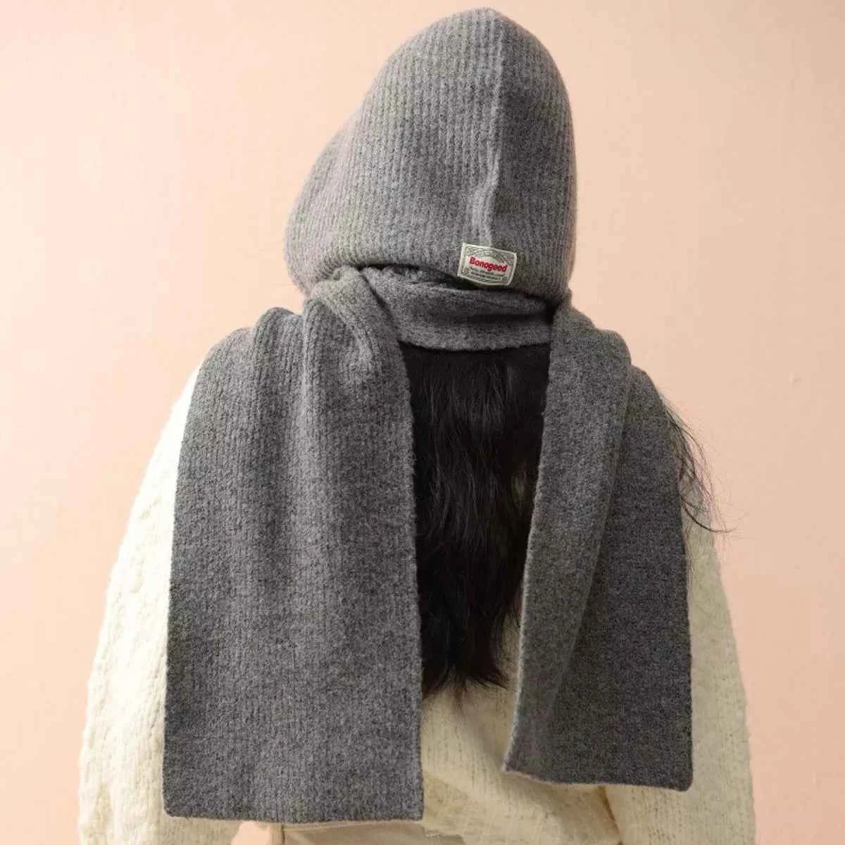 Cozy Knit Tie Scarf with Hooded Design Trendsi