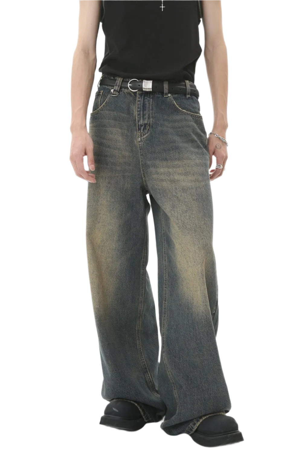 TEEK - Mens Low Rise Wide Leg Pocketed Jeans JEANS TEEK Trend Medium XS