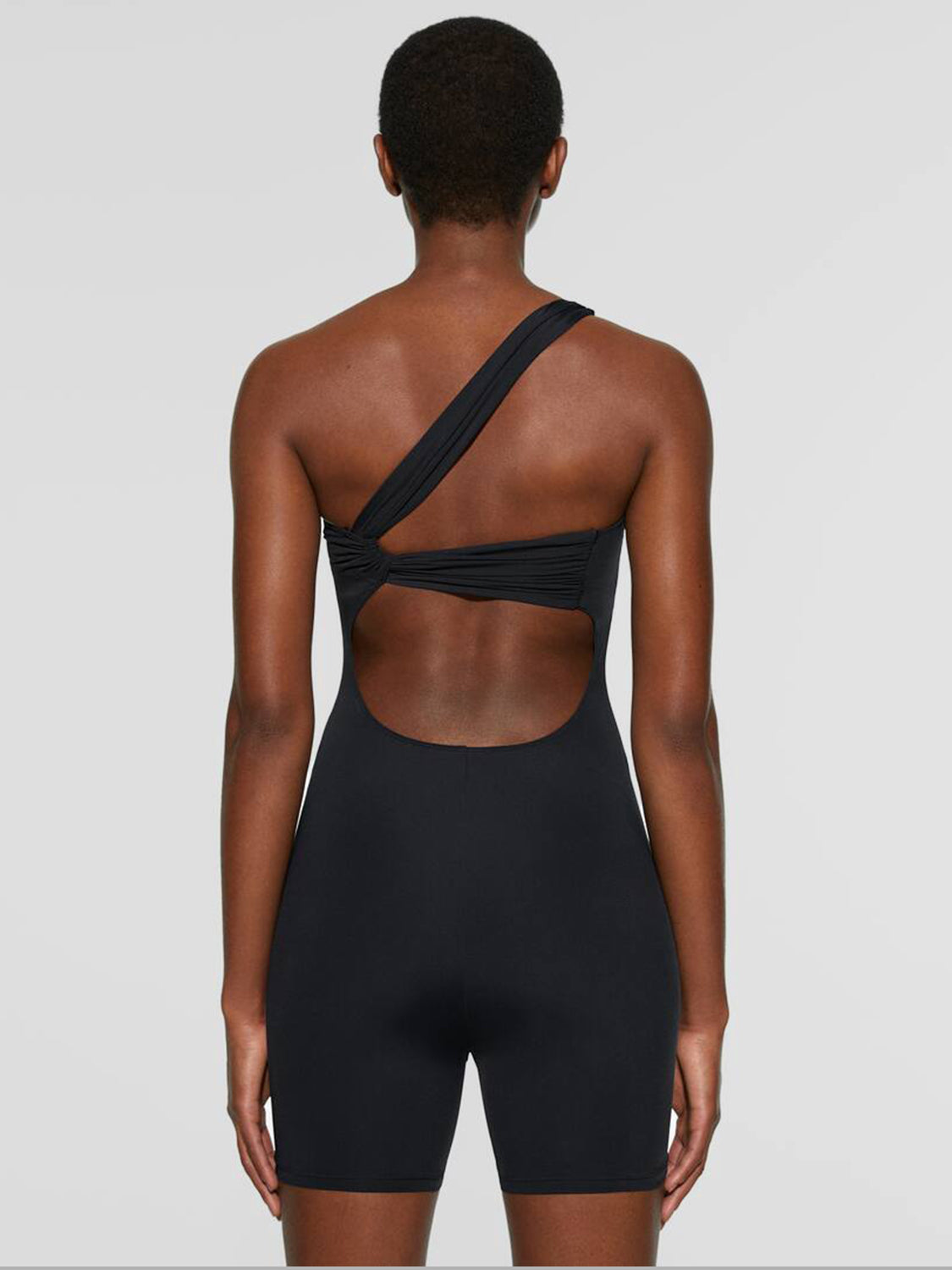 TEEK - Black Single Shoulder Active Shorts Romper JUMPSUIT TEEK Trend   