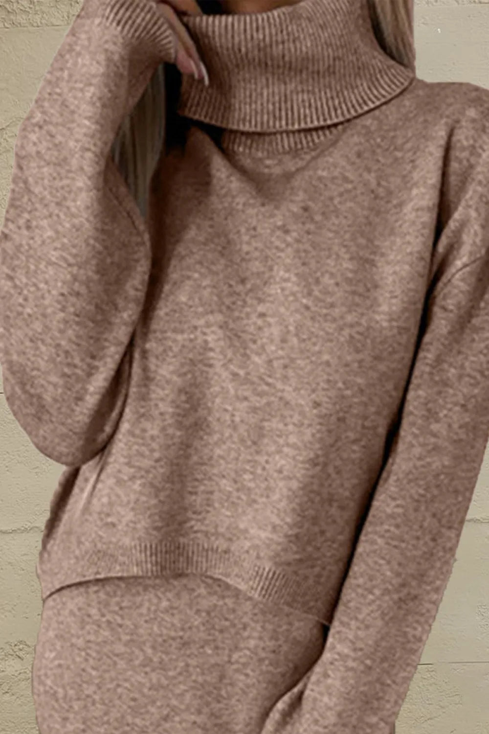 TEEK - Turtleneck Sweater and Midi Dress Set SET TEEK Trend Mocha S 