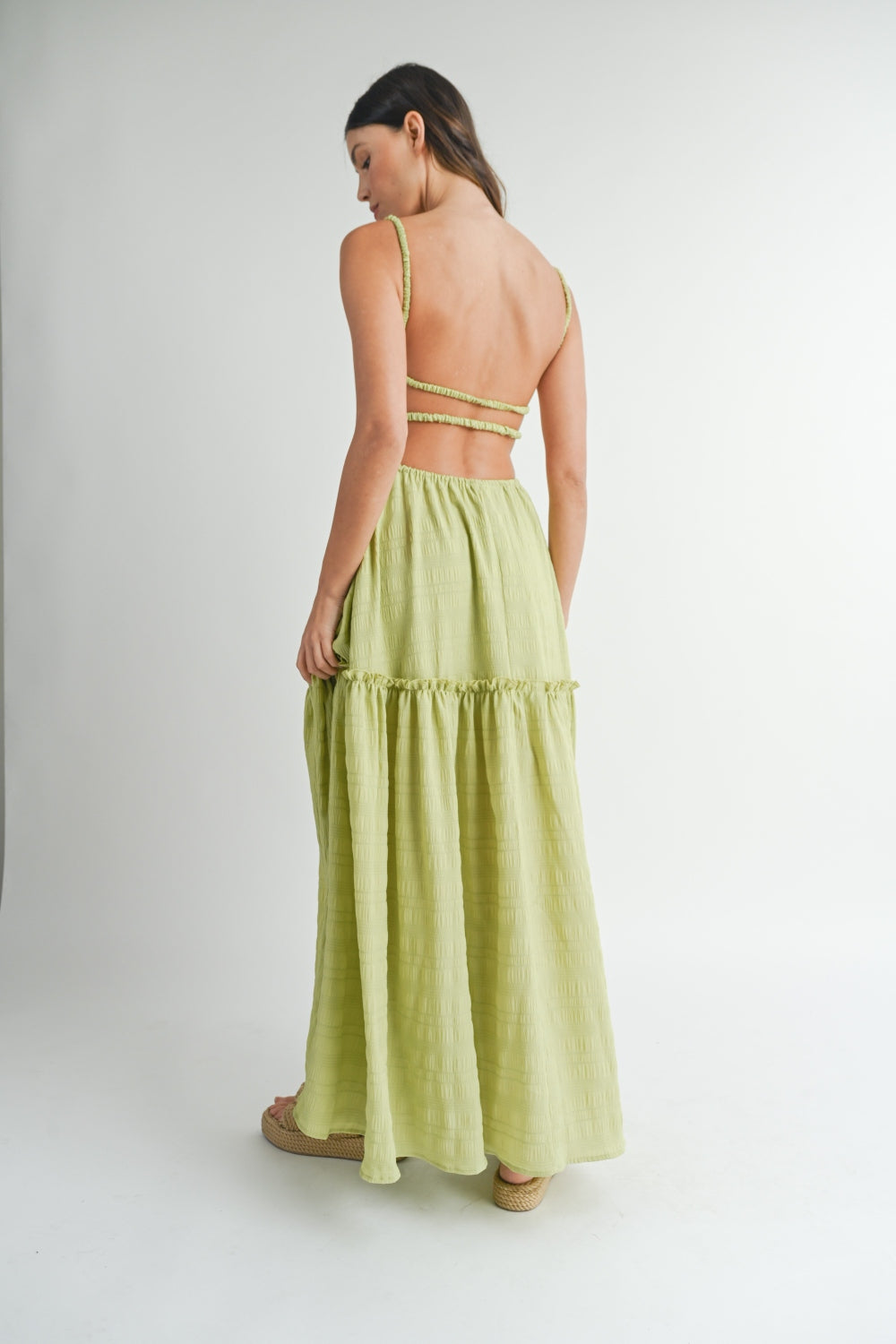 TEEK - Sage Cutout Waist Backless Maxi Dress DRESS TEEK Trend   