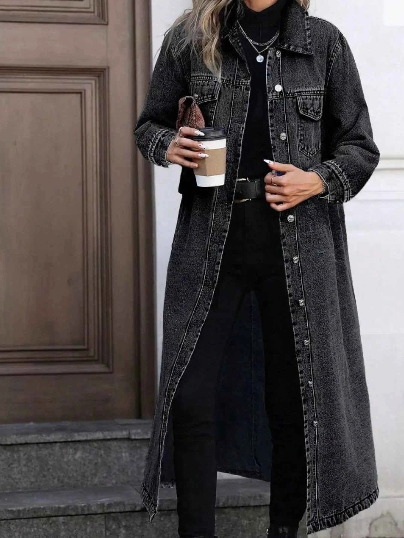 TEEK - Longline Button-Front Denim Coat COAT TEEK Trend