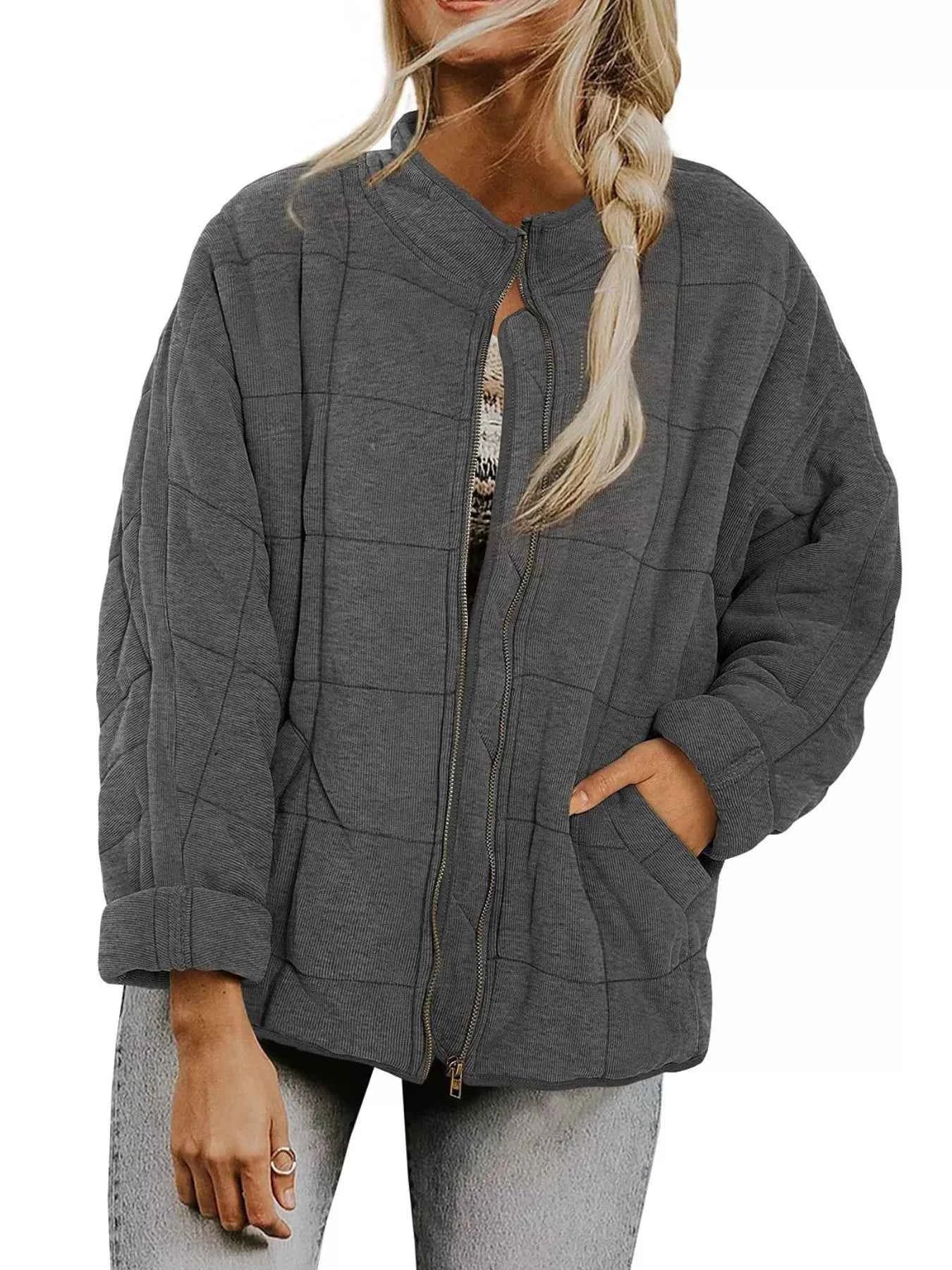 Quilted Zip Up Outerwear