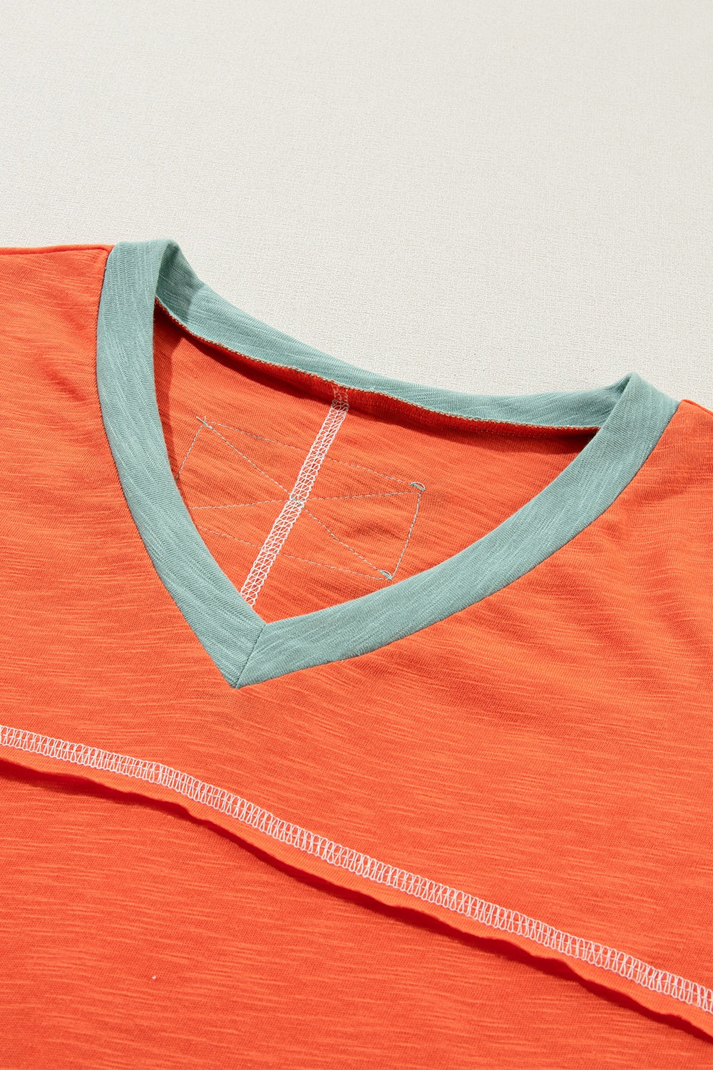 TEEK - Color Block Edge V-Neck Short Sleeve T-Shirt TOPS TEEK Trend   