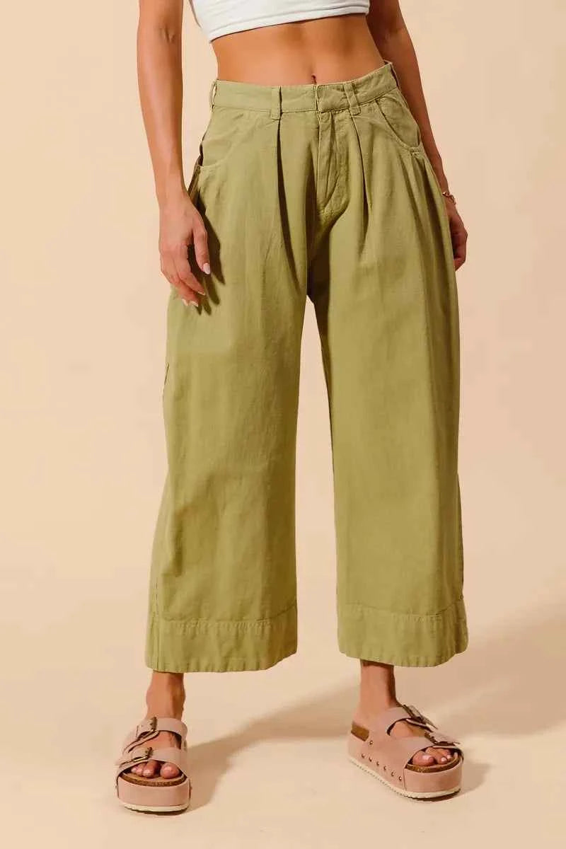 TEEK - Mid Rise Wide Leg Chino Pants With Pockets PANTS TEEK Trend