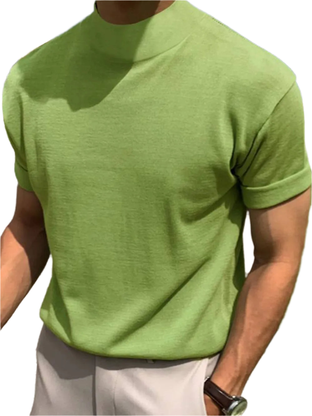 TEEK - Mens Mock Neck Short Sleeve T-Shirt TOPS TEEK Trend Matcha Green S