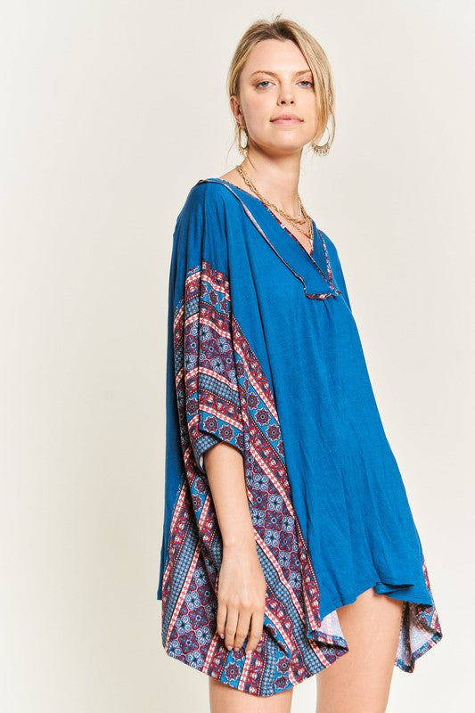 TEEK - TEAL BOHEMIAN PONCHO TUNIC TOPS TEEK FG   