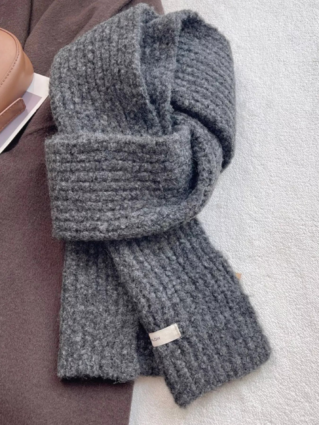 Cozy Knitted Winter Scarf Trendsi Dark Gray ONESIZE