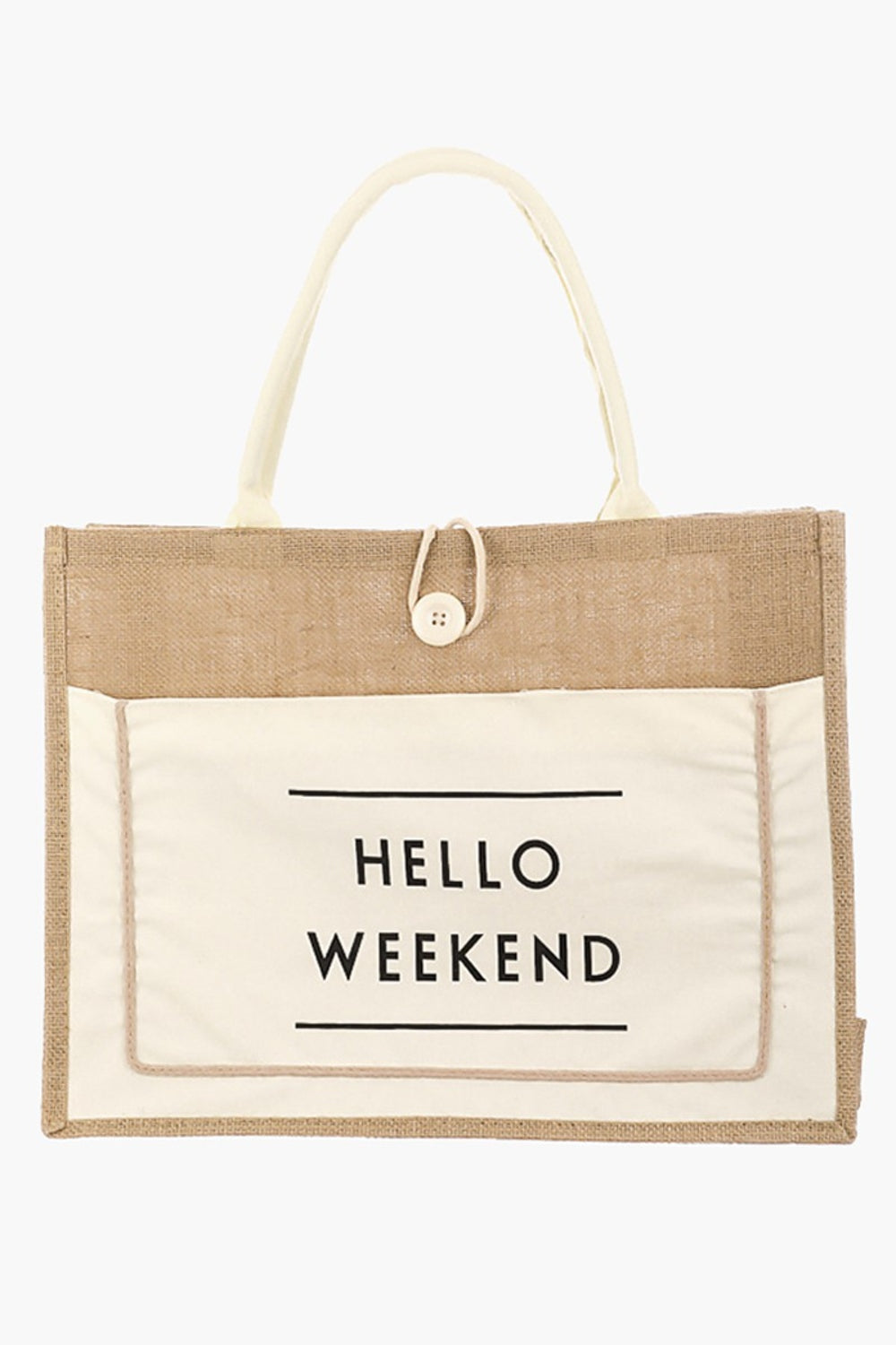 TEEK - Hello Weekend Burlap Tote Bag BAG TEEK Trend Ivory  