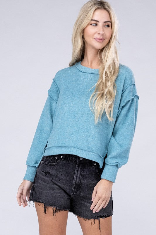 TEEK - Brushed Melange Oversized Sweater TOPS TEEK FG DUSTY TEAL L/XL 