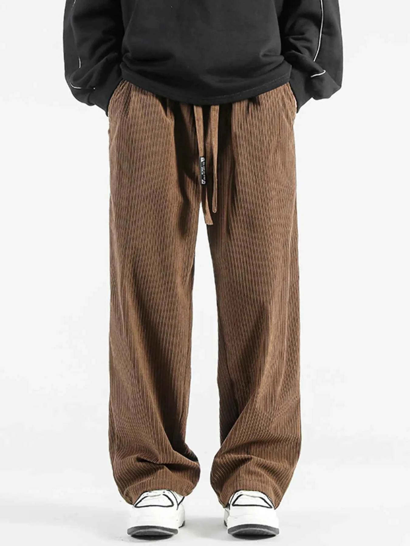 TEEK - Mens Plus Size Casual Drawstring Wide Leg Pants PANTS TEEK Trend Coffee M