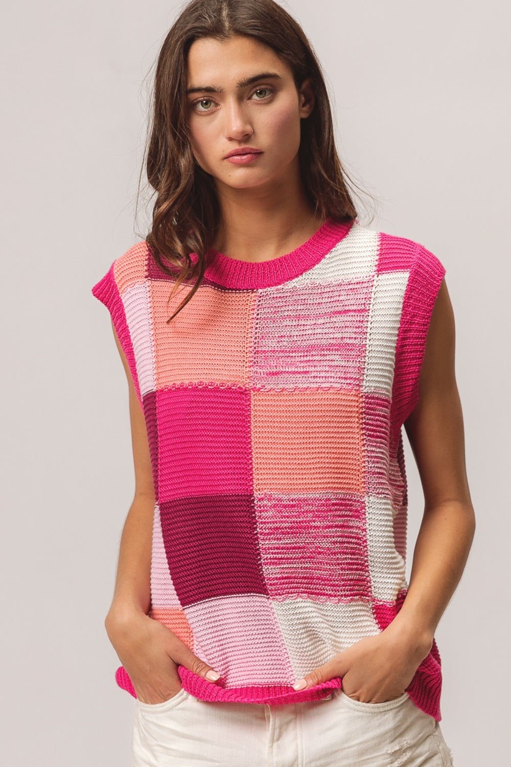 TEEK - Fuchsia Combo Color Block Sweater Vest SWEATER TEEK Trend S  