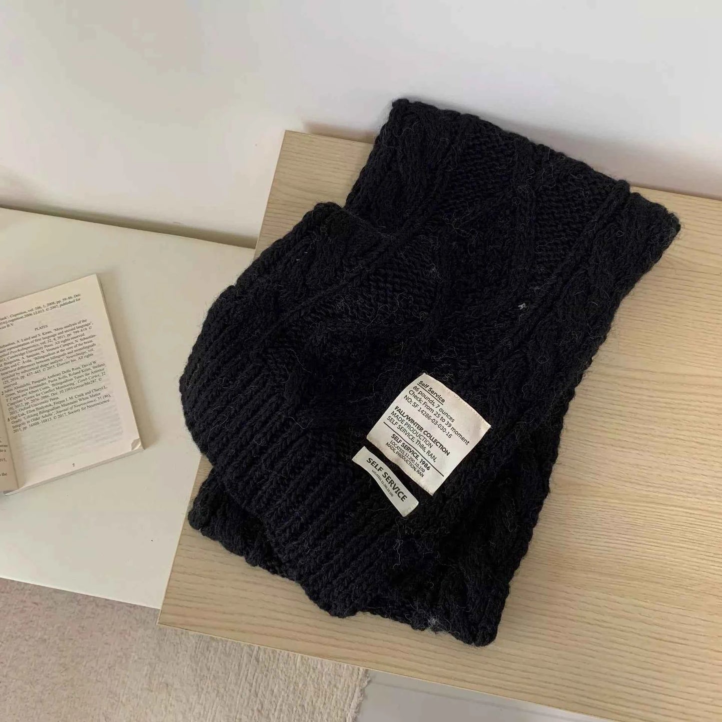 Chunky Cable Knit Scarf Trendsi Black One Size
