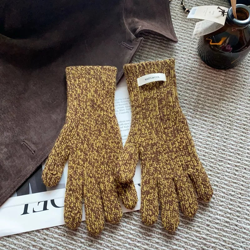 Colorful Warm Knitted Soft Gloves Trendsi Mustard ONESIZE
