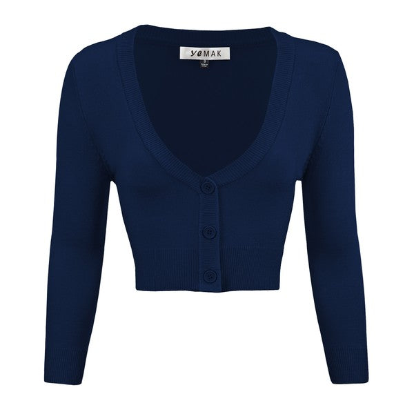 TEEK - Cropped Bolero 3/4 Sleeve Cardigan SWEATER TEEK FG Navy S 