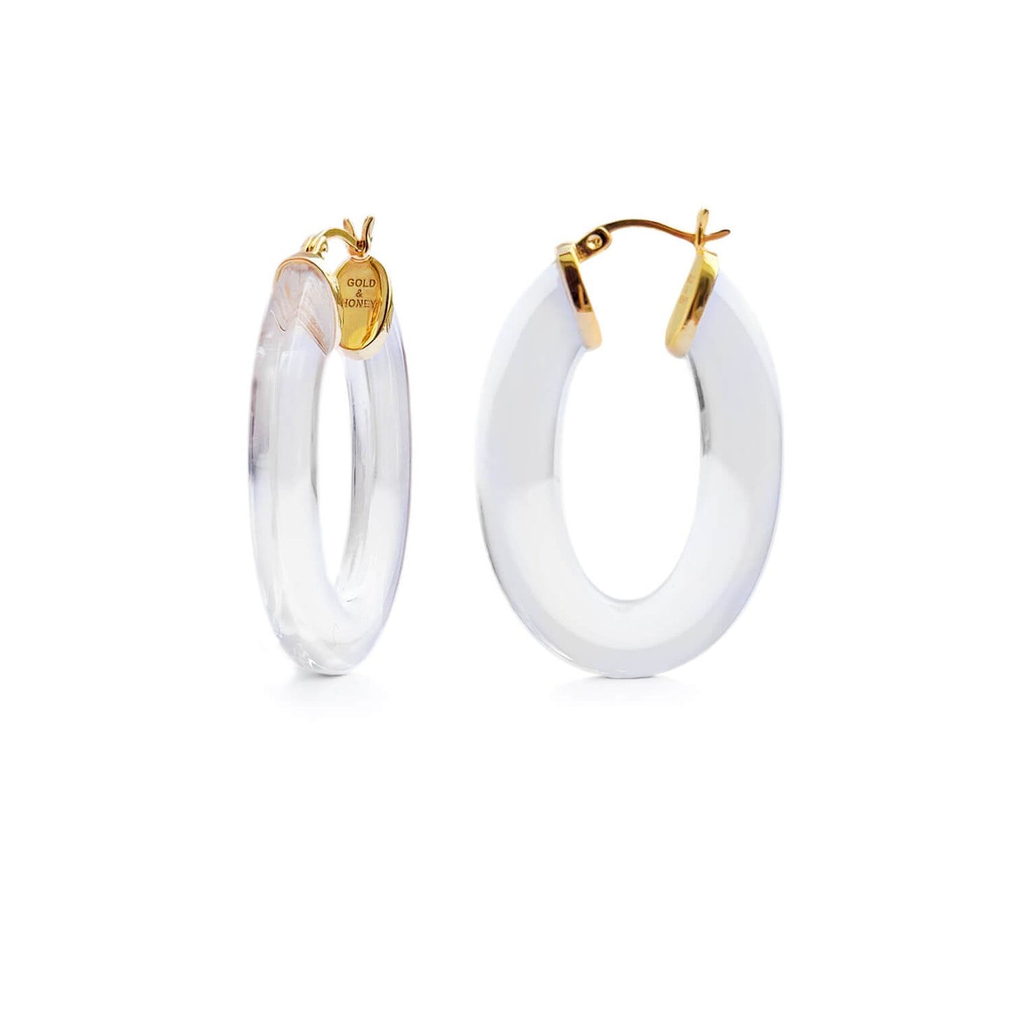 TEEK - Flat Oval Lucite Hoop Earrings JEWELRY TEEK GNH CLEAR