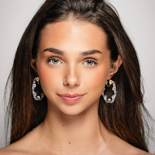 TEEK - Flower Bamboo Lucite Hoop Earrings JEWELRY TEEK GNH