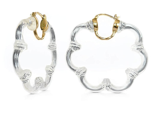TEEK - Flower Bamboo Lucite Hoop Earrings JEWELRY TEEK GNH