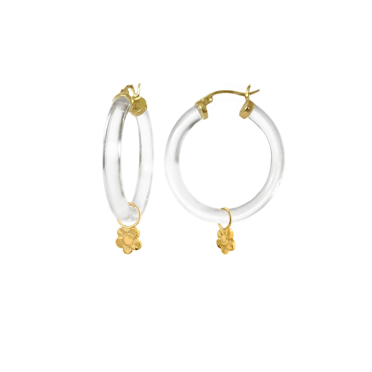 TEEK - Flower Charm Lucite Hoop Earrings JEWELRY TEEK GNH CLEAR