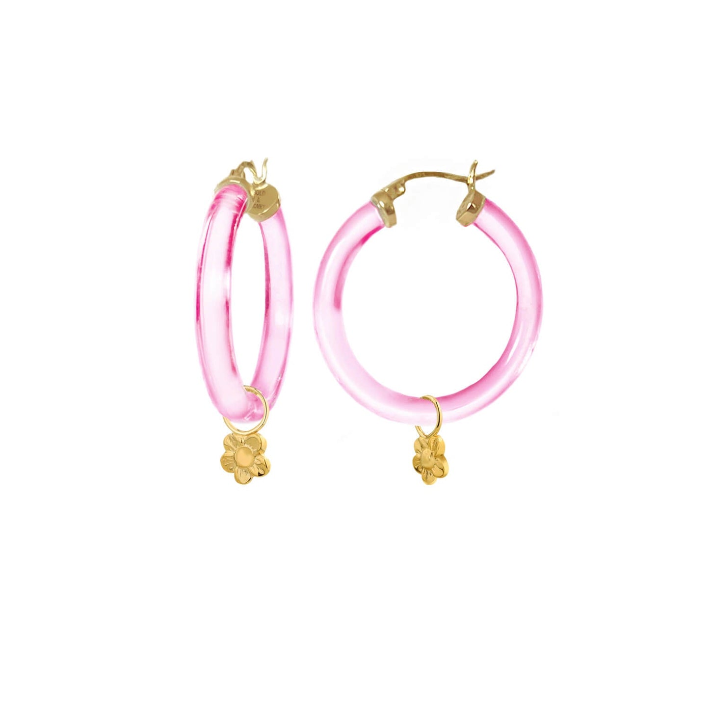 TEEK - Flower Charm Lucite Hoop Earrings JEWELRY TEEK GNH PINK