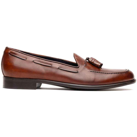 15-586-CGN FRANCO Italian Calfskin Tassel Loafer Cognac Shop Zelli Italia