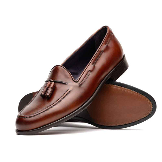 15-586-CGN FRANCO Italian Calfskin Tassel Loafer Cognac Shop Zelli Italia