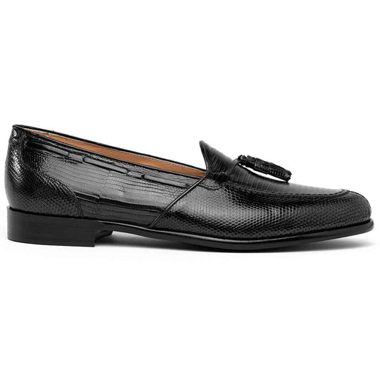 14-580-BLK FRANCO Teju Lizard Tassel Loafer, Black Shop Zelli Italia