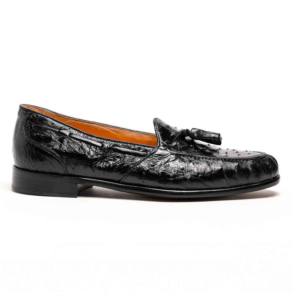 13-581-BLK FRANCO Ostrich Tassel Loafer, Black Shop Zelli Italia